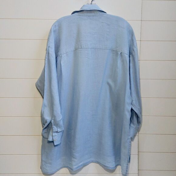 Eileen Fisher Oversized Linen Button Up Shirt Women's Medium Vintage Made in USA - Picture 4 of 8